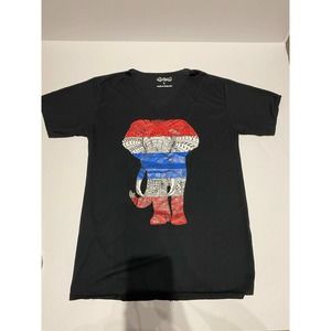 Mens Thailand Elephant Red White Blue Black T Shirt Large